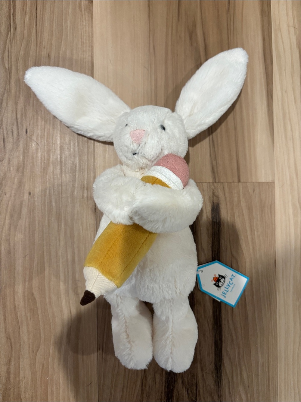 Jellycat Bashful Bunny Plush Holding Pencil - NWT